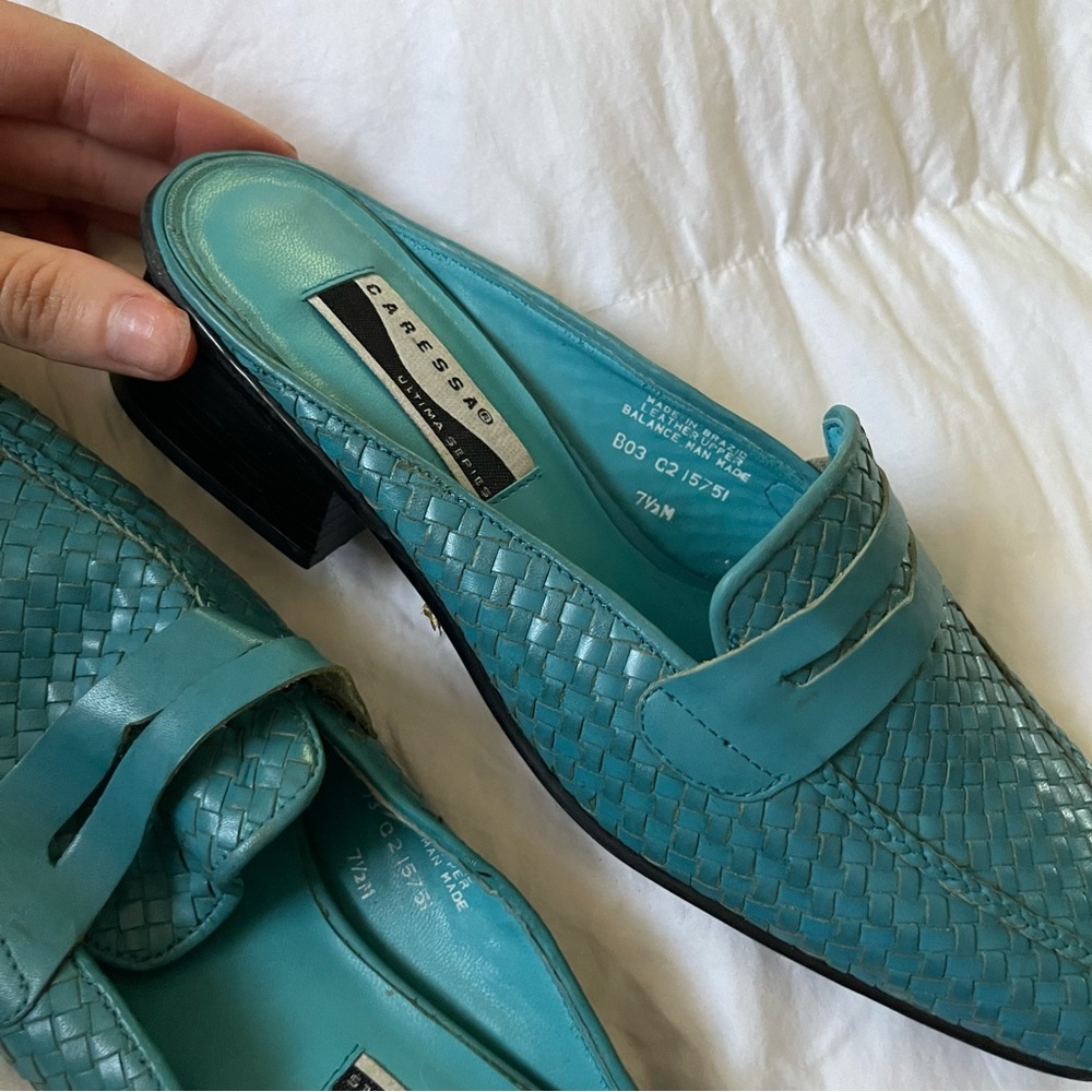 Vintage blue leather slides - Picture 5 of 6